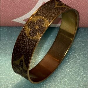Louis Vuitton Monogram Bangle in Brown and Gold-Tone